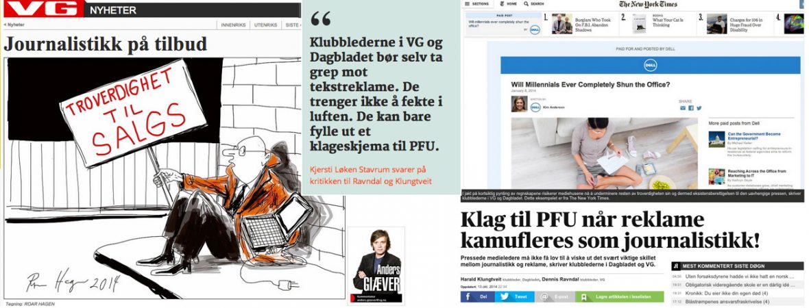 Kollasje av artiklene om content marketing og journalistikk