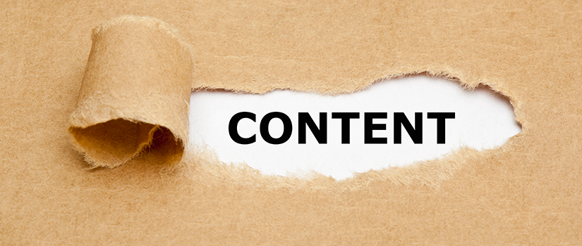Papp som er revet opp. Under står det "Content"
