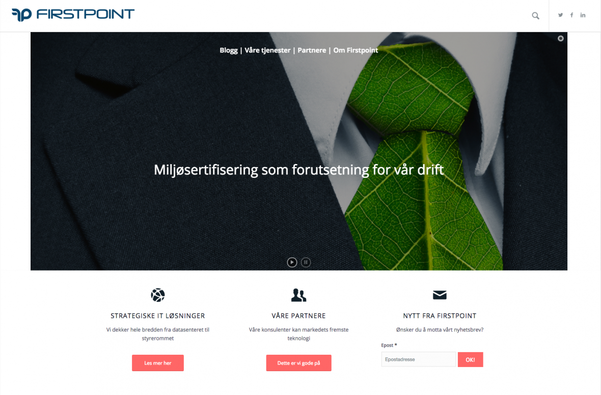 Skjermdump av nettsiden til Firstpoint