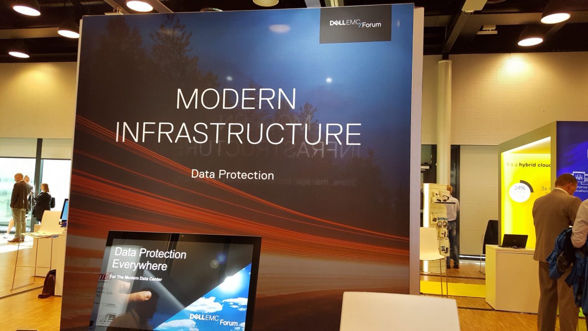 Rollup hvor det står "Modern Infrastructure data protection" på Dell EMC Forum 2016