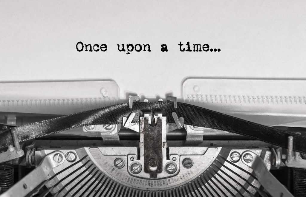 "Once upon a time" skrevet på en gammeldags skrivemaskin